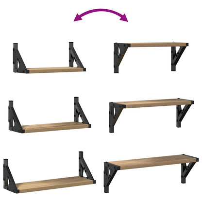 vidaXL Wall Shelf Wall-mounted with Storage 3 pcs Smoke Oak