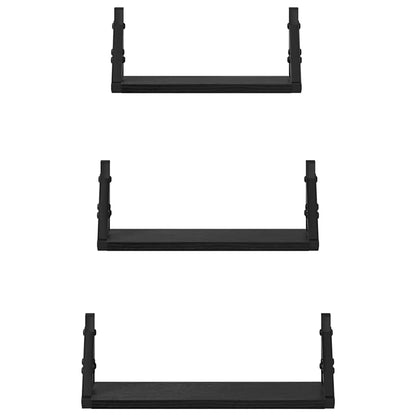 vidaXL Wall Shelf Wall-mounted with Storage 3 pcs Black Oak