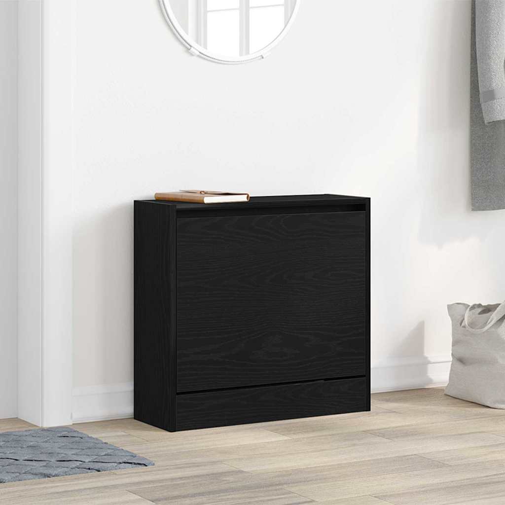 vidaXL Shoe Cabinet 60 x 21 x 57 cm Engineered Wood Black Oak