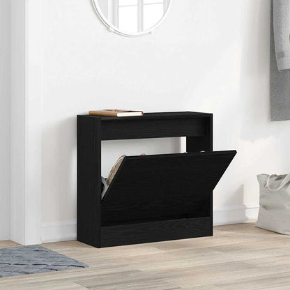 vidaXL Shoe Cabinet 60 x 21 x 57 cm Engineered Wood Black Oak