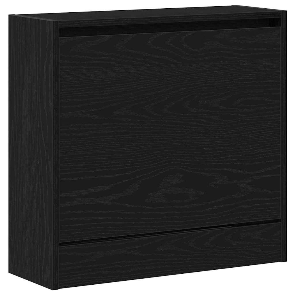 vidaXL Shoe Cabinet 60 x 21 x 57 cm Engineered Wood Black Oak