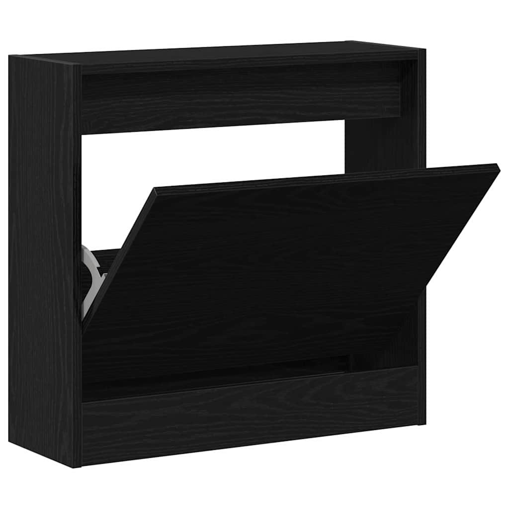 vidaXL Shoe Cabinet 60 x 21 x 57 cm Engineered Wood Black Oak