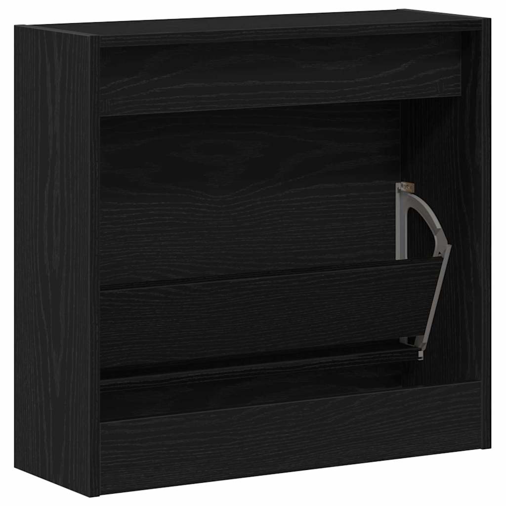 vidaXL Shoe Cabinet 60 x 21 x 57 cm Engineered Wood Black Oak