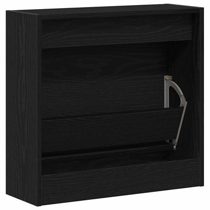 vidaXL Shoe Cabinet 60 x 21 x 57 cm Engineered Wood Black Oak