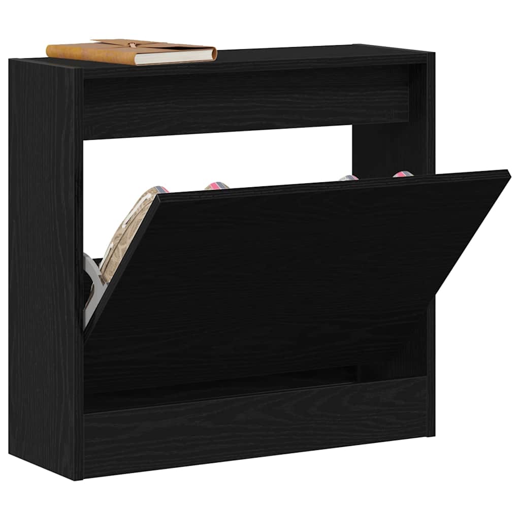 vidaXL Shoe Cabinet 60 x 21 x 57 cm Engineered Wood Black Oak