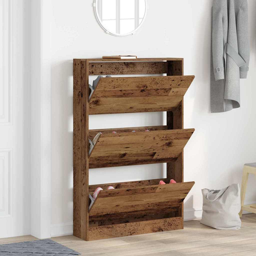 vidaXL Shoe Cabinet Old Wood 80 x 21 x 125.5 cm Engineered Wood