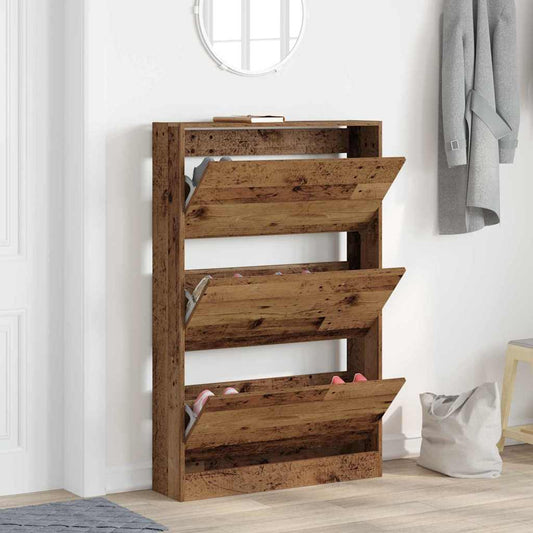 vidaXL Shoe Cabinet Old Wood 80 x 21 x 125.5 cm Engineered Wood