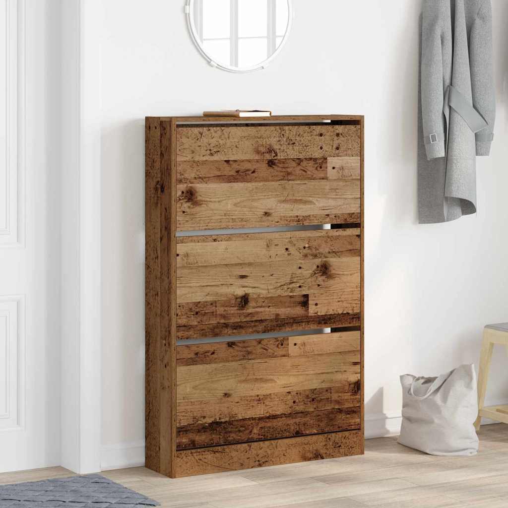 vidaXL Shoe Cabinet Old Wood 80 x 21 x 125.5 cm Engineered Wood
