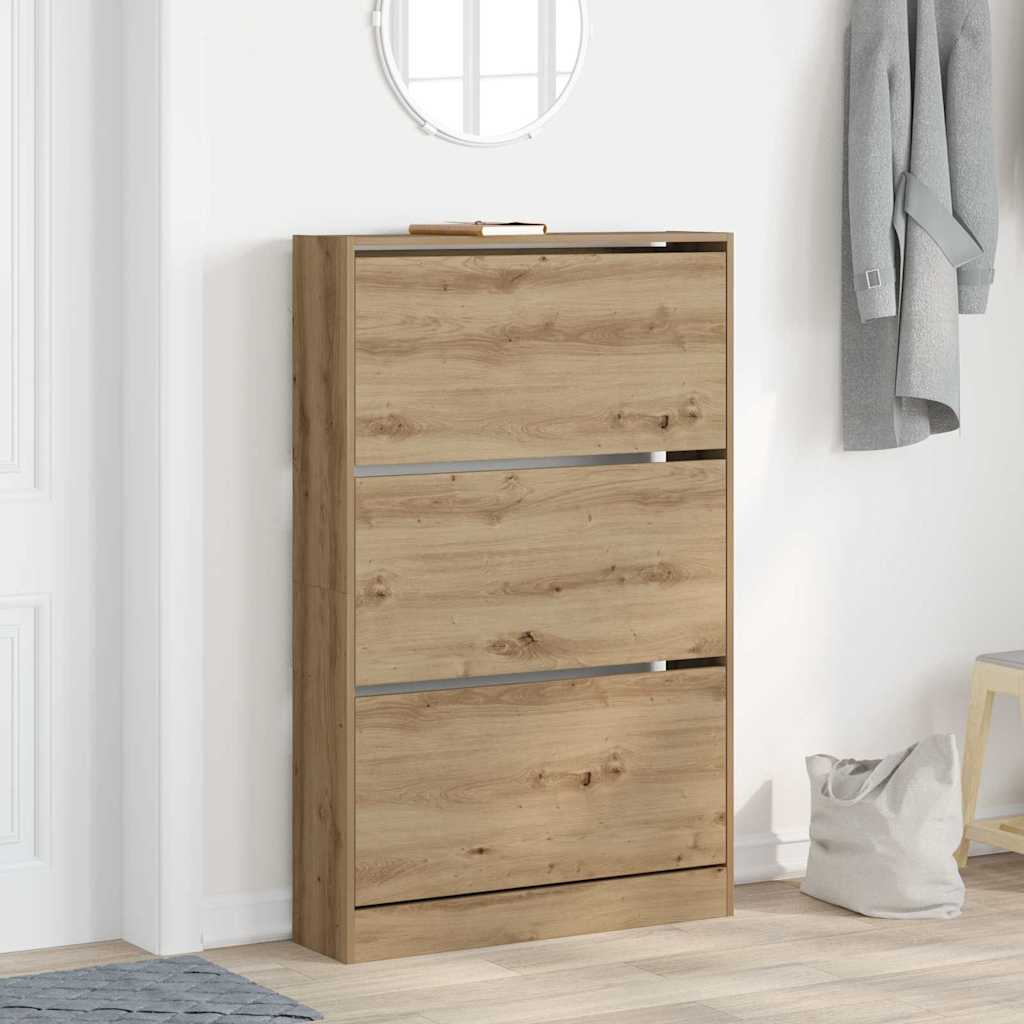 vidaXL Shoe Cabinet 80 x 21 x 125.5 cm Engineered Wood Artisan Oak