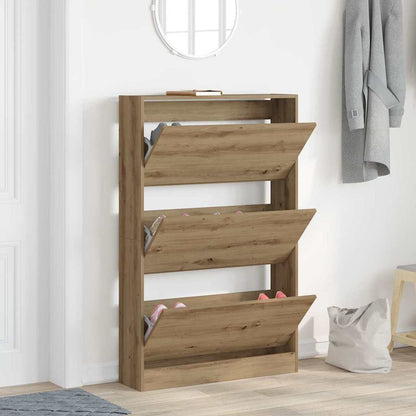 vidaXL Shoe Cabinet 80 x 21 x 125.5 cm Engineered Wood Artisan Oak
