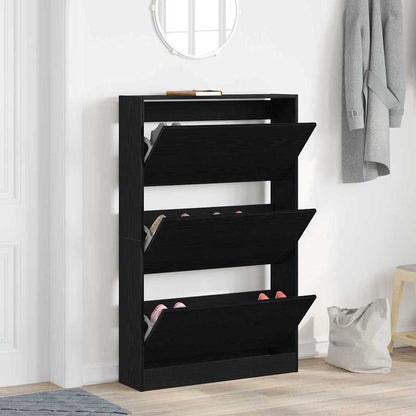 vidaXL Shoe Cabinet 80 x 21 x 125.5 cm Engineered Wood Black Oak
