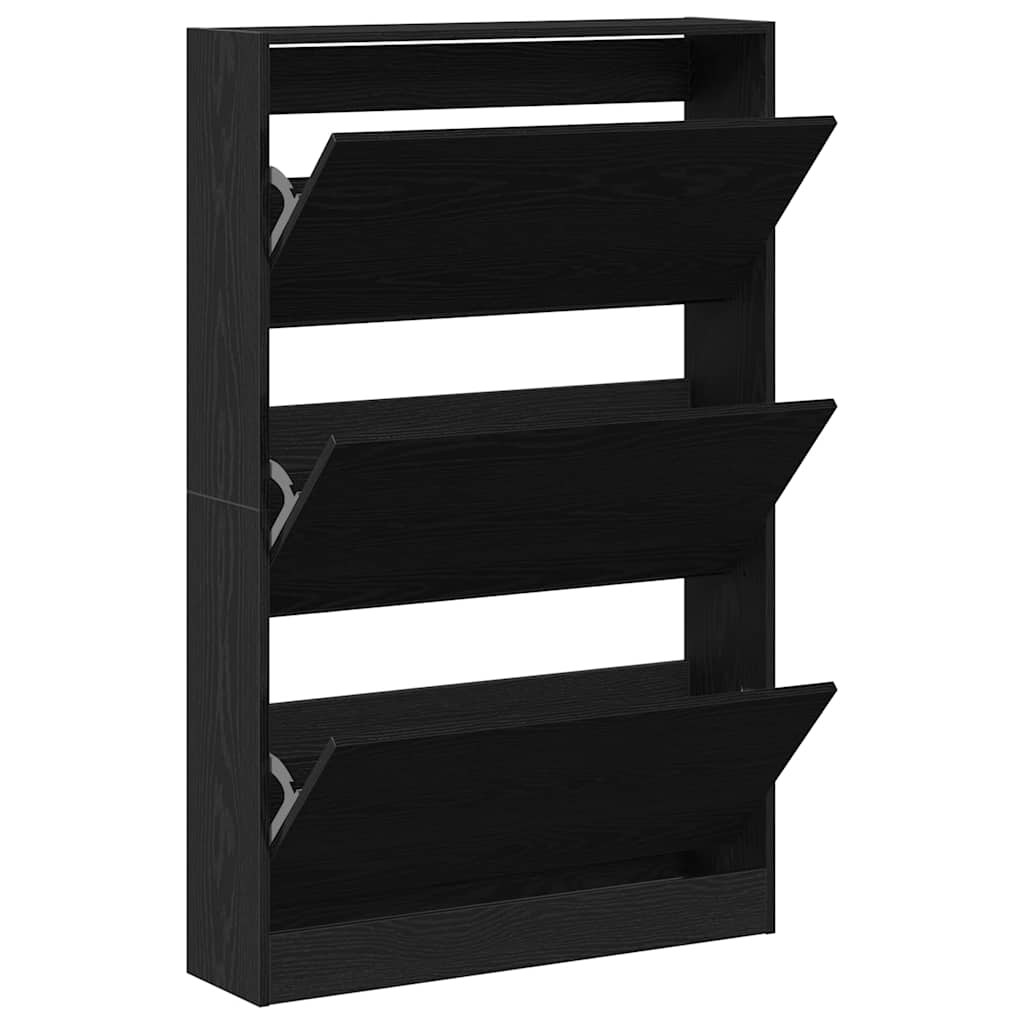 vidaXL Shoe Cabinet 80 x 21 x 125.5 cm Engineered Wood Black Oak
