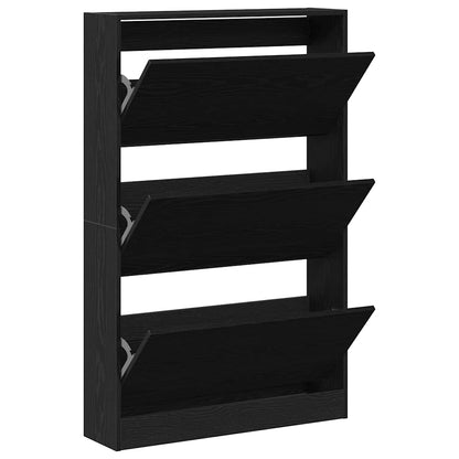 vidaXL Shoe Cabinet 80 x 21 x 125.5 cm Engineered Wood Black Oak