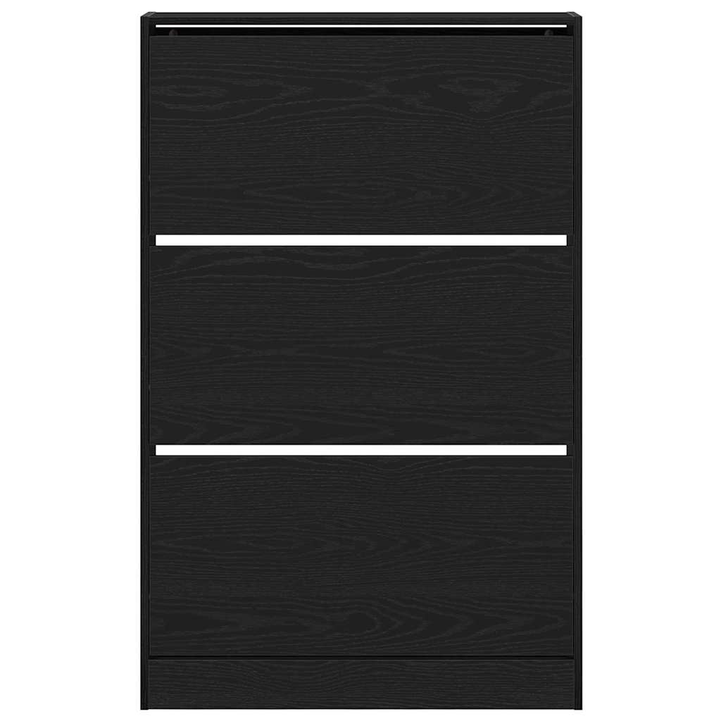 vidaXL Shoe Cabinet 80 x 21 x 125.5 cm Engineered Wood Black Oak