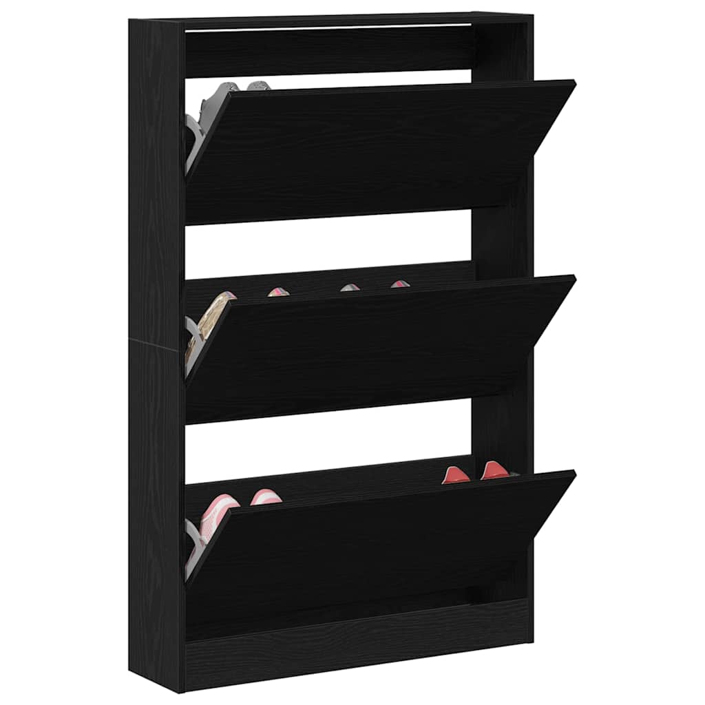 vidaXL Shoe Cabinet 80 x 21 x 125.5 cm Engineered Wood Black Oak