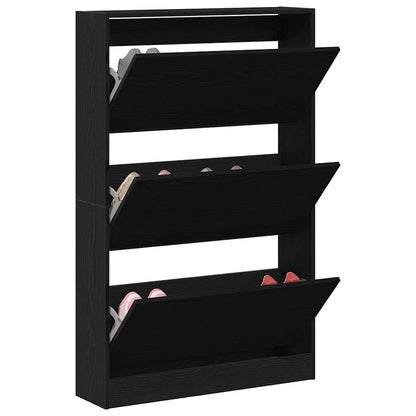 vidaXL Shoe Cabinet 80 x 21 x 125.5 cm Engineered Wood Black Oak