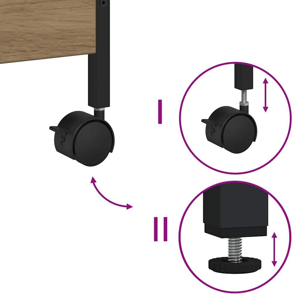 vidaXL Kitchen Trolley Artisan Oak 50 x 30 x 70 cm Engineered Wood