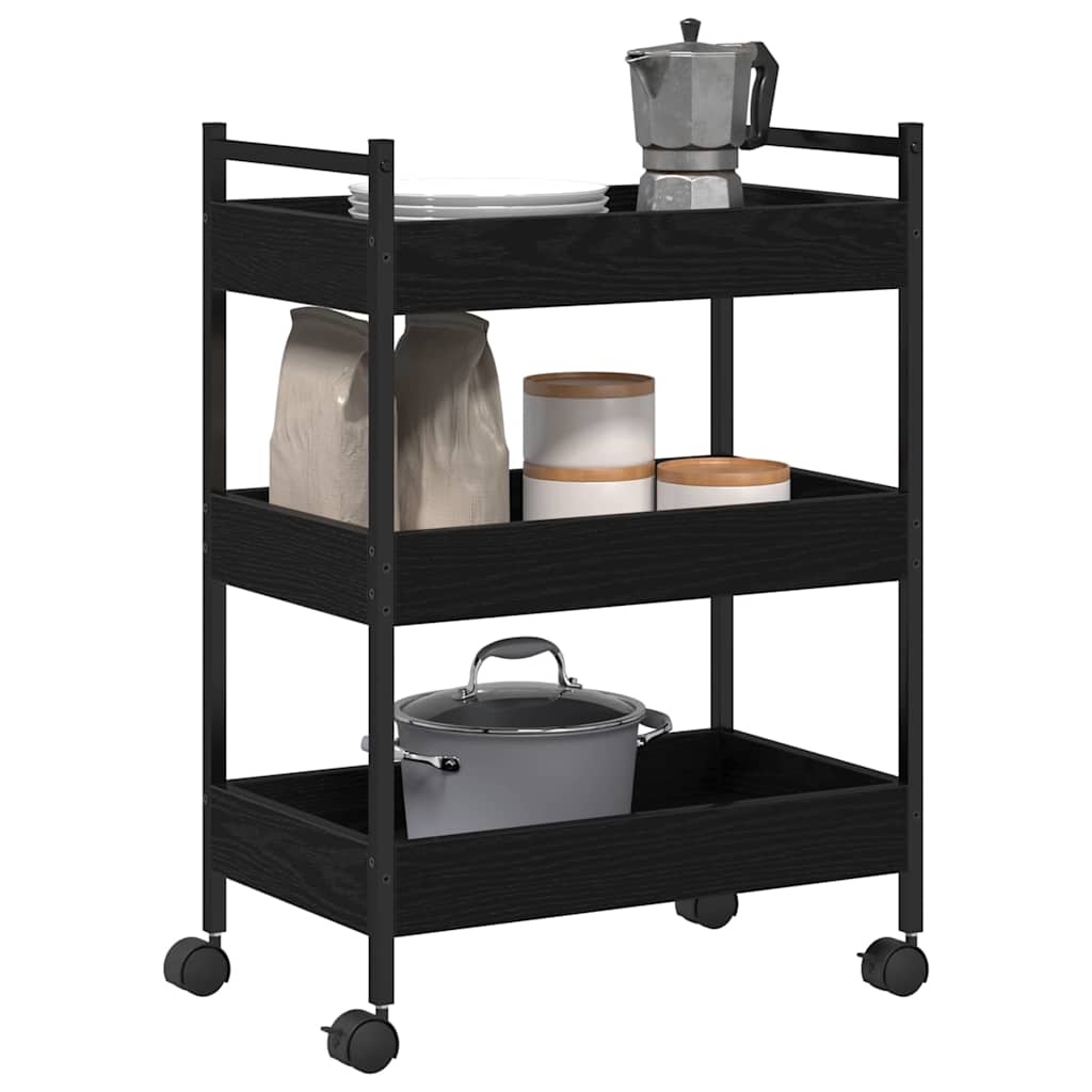 vidaXL Kitchen Trolley Black oak 50 x 30 x 70 cm Engineered Wood