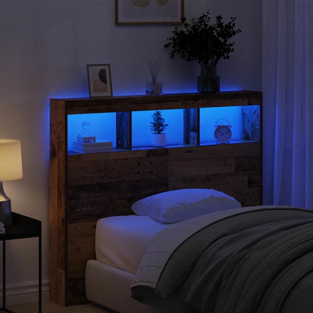 vidaXL Headboard with Shelf Old Wood 120 x 17 x 102 cm Engineered Wood