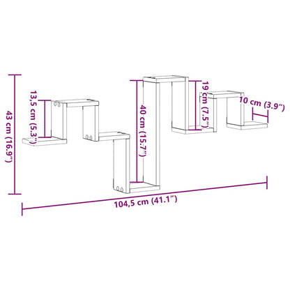 vidaXL Wall Shelf Wall-mounted Artisan Oak 104.5 x 43 x 10 cm