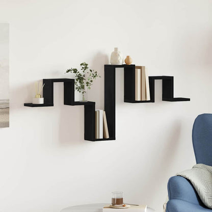 vidaXL Wall Shelf Wall-mounted Black Oak 104.5 x 43 x 10 cm