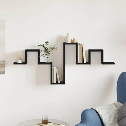 vidaXL Wall Shelf Wall-mounted Black Oak 104.5 x 43 x 10 cm