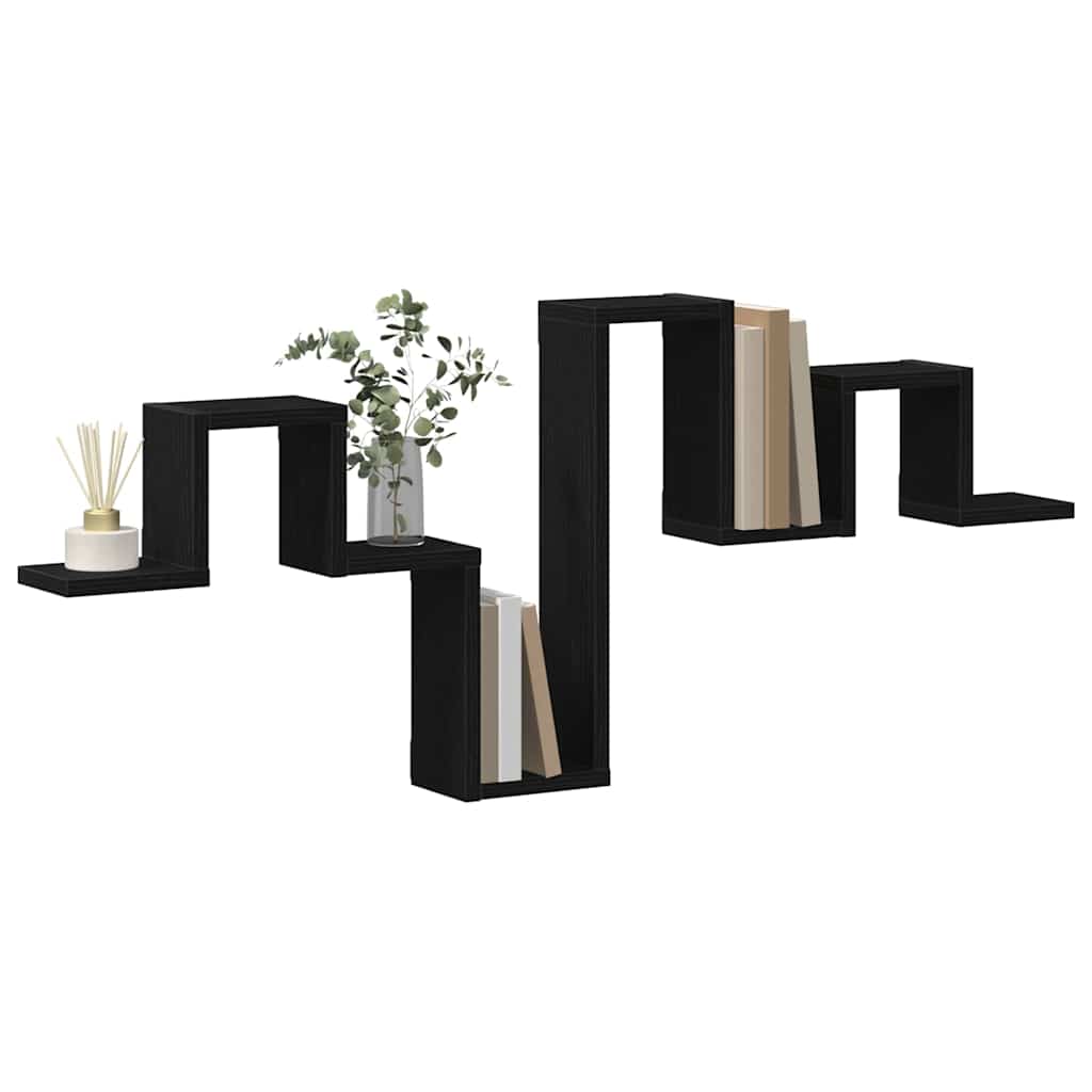 vidaXL Wall Shelf Wall-mounted Black Oak 104.5 x 43 x 10 cm