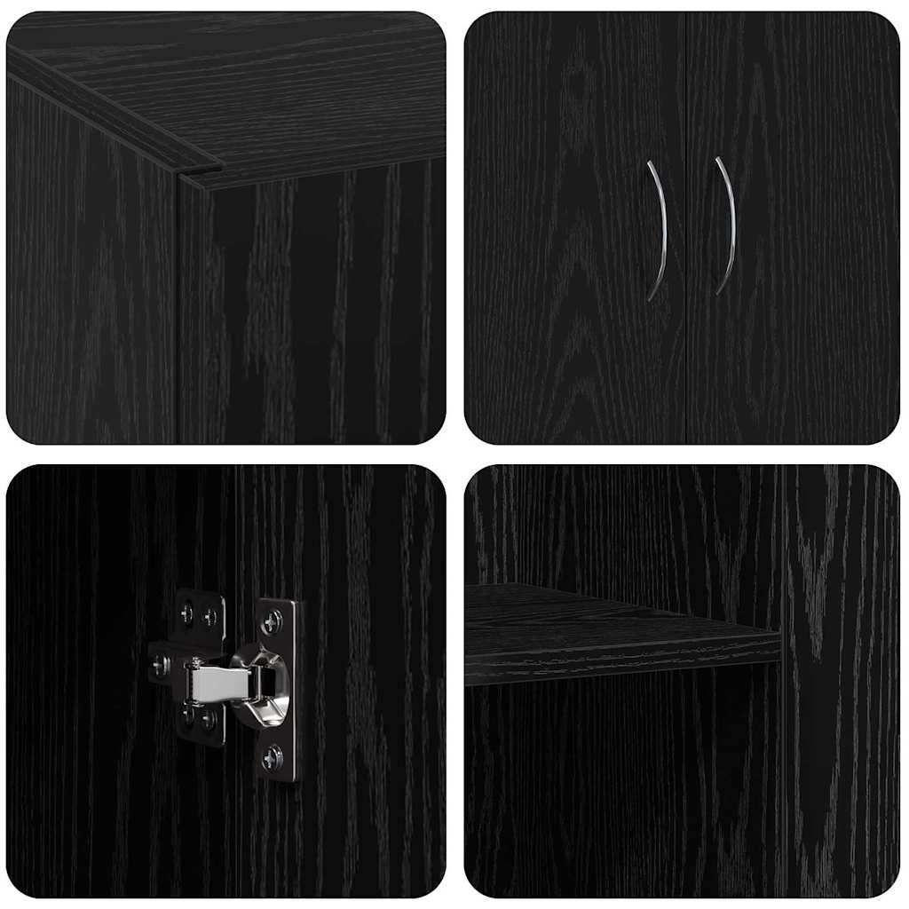 vidaXL Office Cabinet Black Oak 70 x 32 x 77.5 cm Engineered Wood