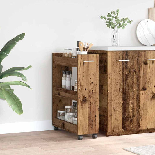 vidaXL Cabinet with Wheel Old Wood 60 x 22 x 79 cm