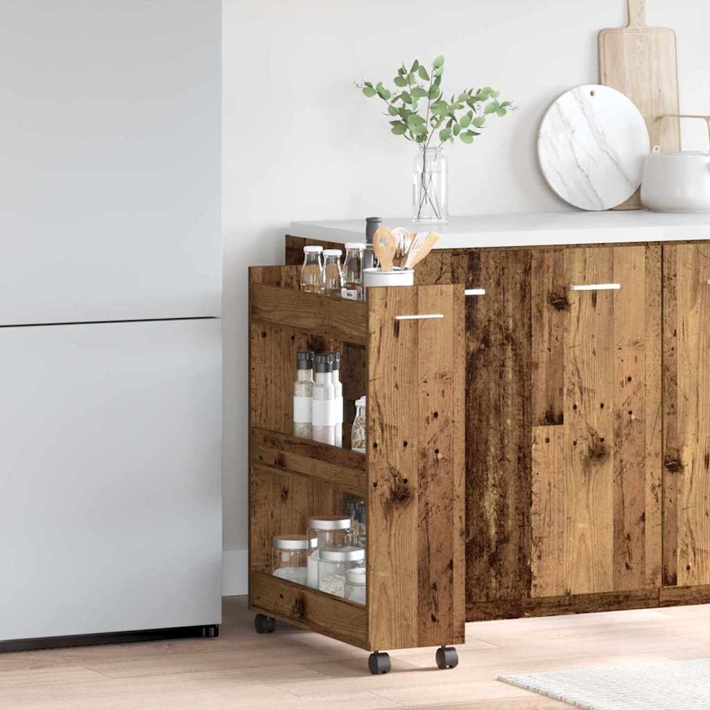 vidaXL Cabinet with Wheel Old Wood 60 x 22 x 79 cm