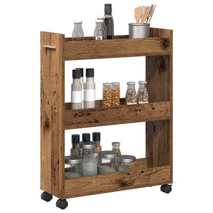 vidaXL Cabinet with Wheel Old Wood 60 x 22 x 79 cm