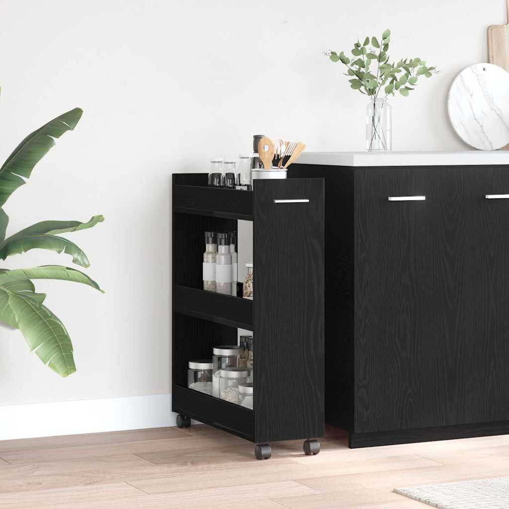 vidaXL Cabinet with Wheel Black Oak 60 x 22 x 79 cm