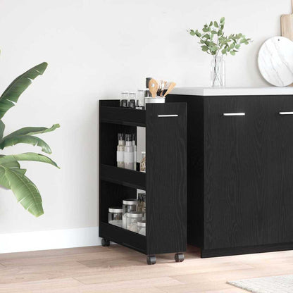vidaXL Cabinet with Wheel Black Oak 60 x 22 x 79 cm