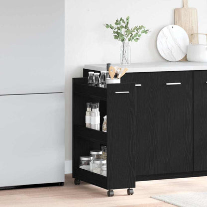 vidaXL Cabinet with Wheel Black Oak 60 x 22 x 79 cm