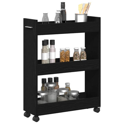 vidaXL Cabinet with Wheel Black Oak 60 x 22 x 79 cm