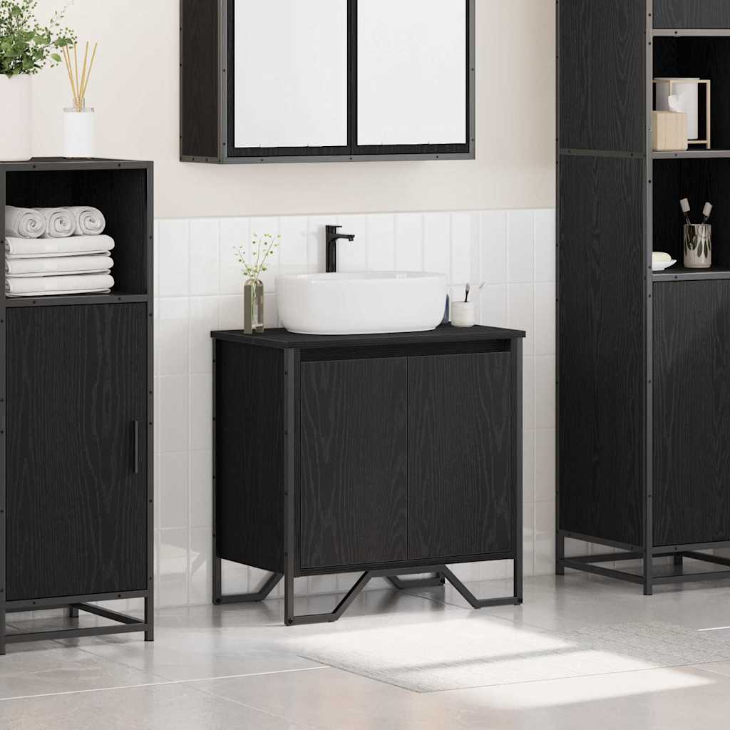vidaXL Bathroom Sink Cabinet Black Oak 60 x 35 x 60 cm Engineered wood