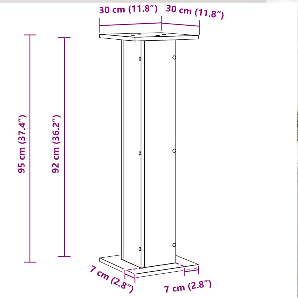 vidaXL Plant Stand 2 pcs Black Oak 30 x 30 x 95 cm Engineered wood