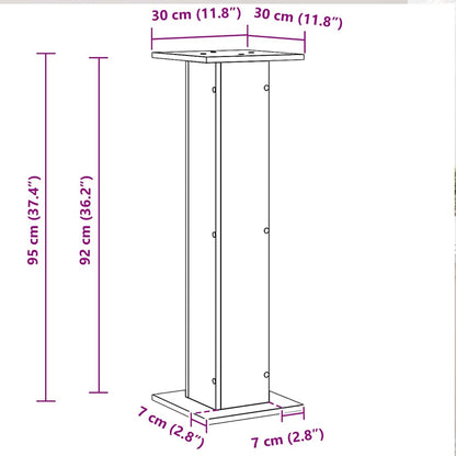 vidaXL Plant Stand 2 pcs Black Oak 30 x 30 x 95 cm Engineered wood