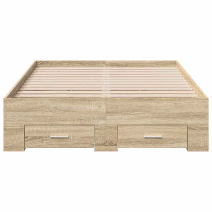 vidaXL Bed Frame with Drawer Brown 120 x 200 cm Engineered Wood
