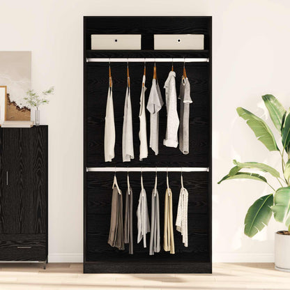 vidaXL Wardrobe with Shelf Black Oak 100 x 50 x 200 cm Engineered Wood