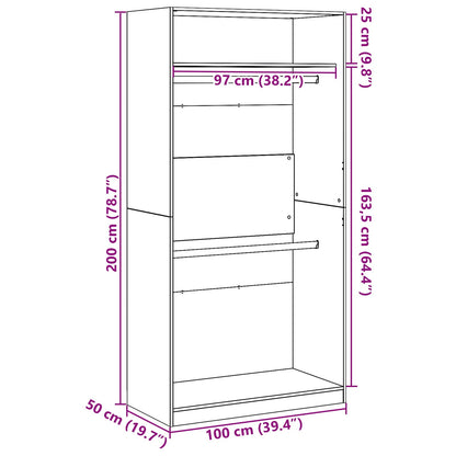 vidaXL Wardrobe Black Oak 100 x 50 x 200 cm Engineered Wood