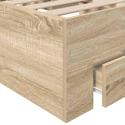 vidaXL Bed Frame with Drawer Brown 120 x 190 cm Engineered Wood