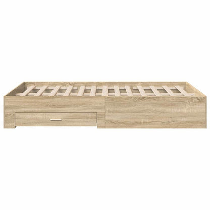 vidaXL Bed Frame with Drawer Brown 120 x 190 cm Engineered Wood