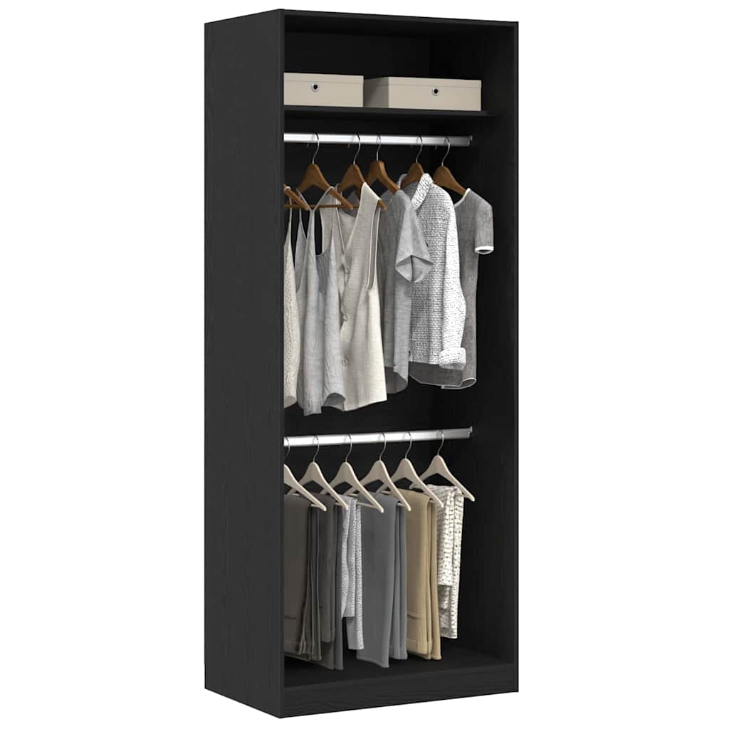 vidaXL Wardrobe with Shelf Black Oak 80 x 50 x 200 cm Engineered Wood