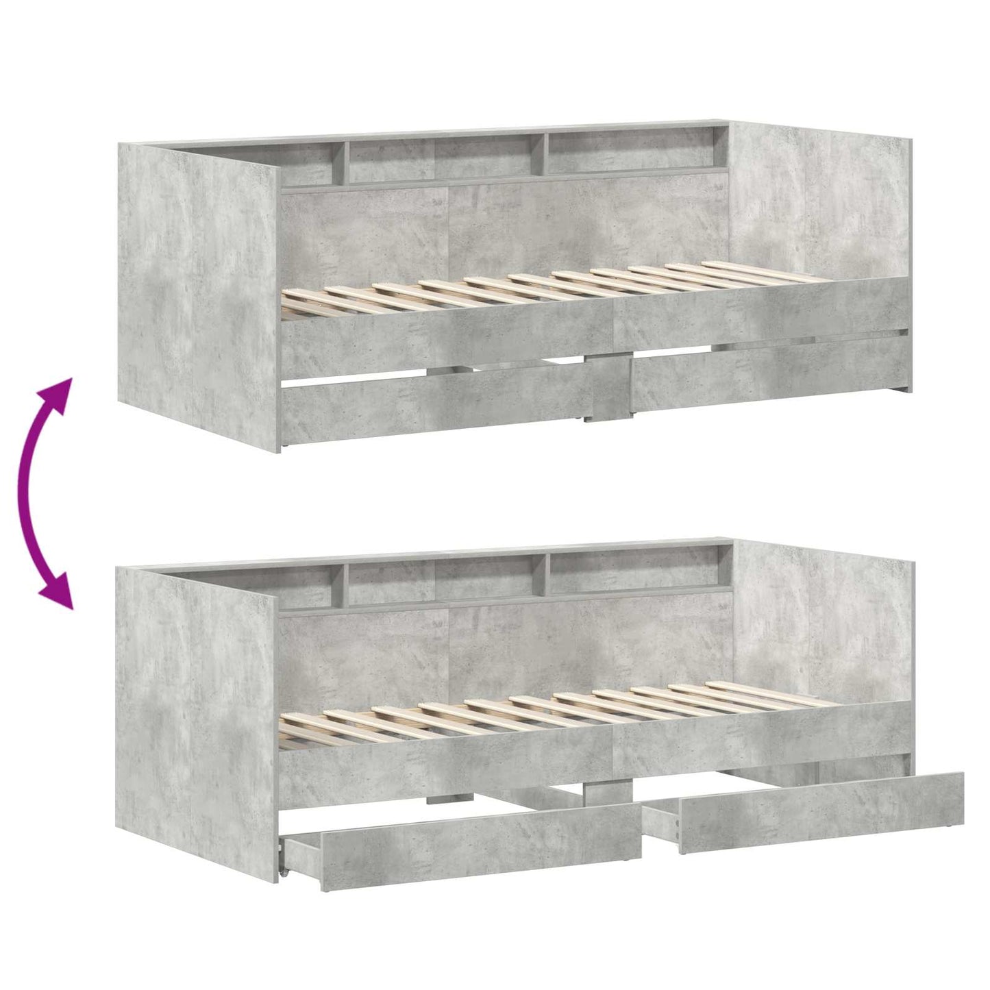 vidaXL Day Bed with Drawer Grey 90 x 200 cm Engineered Wood