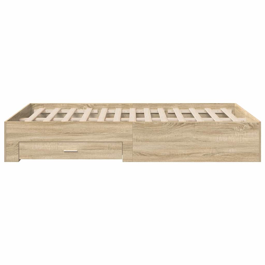 vidaXL Bed Frame with Drawer Brown 140 x 200 cm Engineered Wood