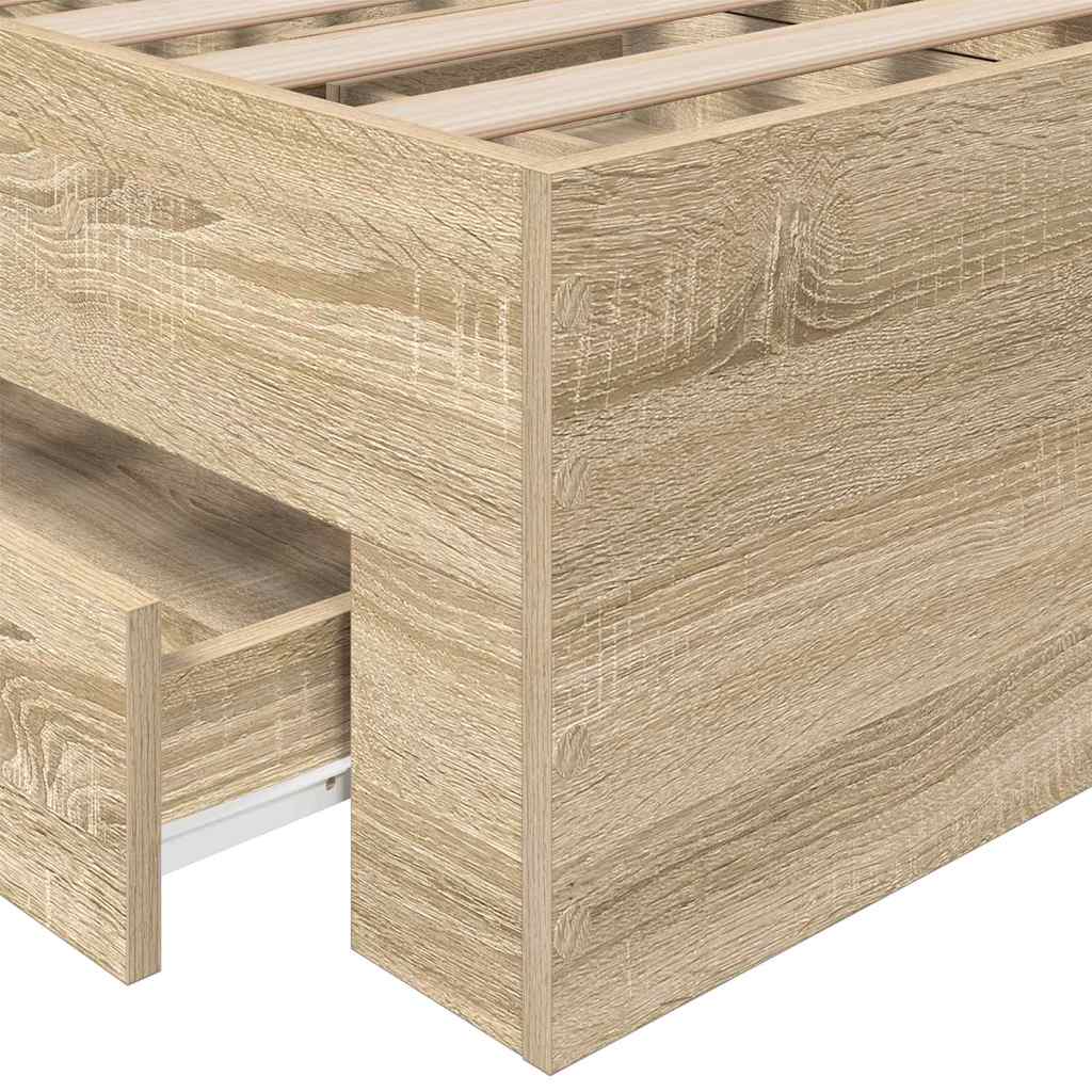 vidaXL Bed Frame with Drawer Brown 90 x 190 cm Engineered Wood