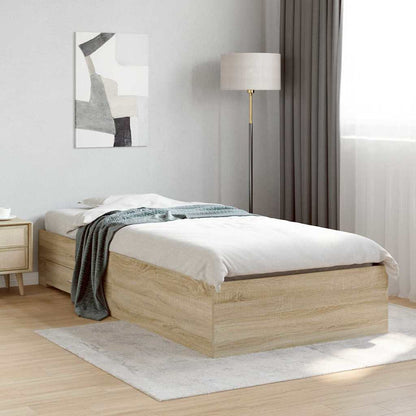 vidaXL Bed Frame with Drawer Brown 90 x 190 cm Engineered Wood