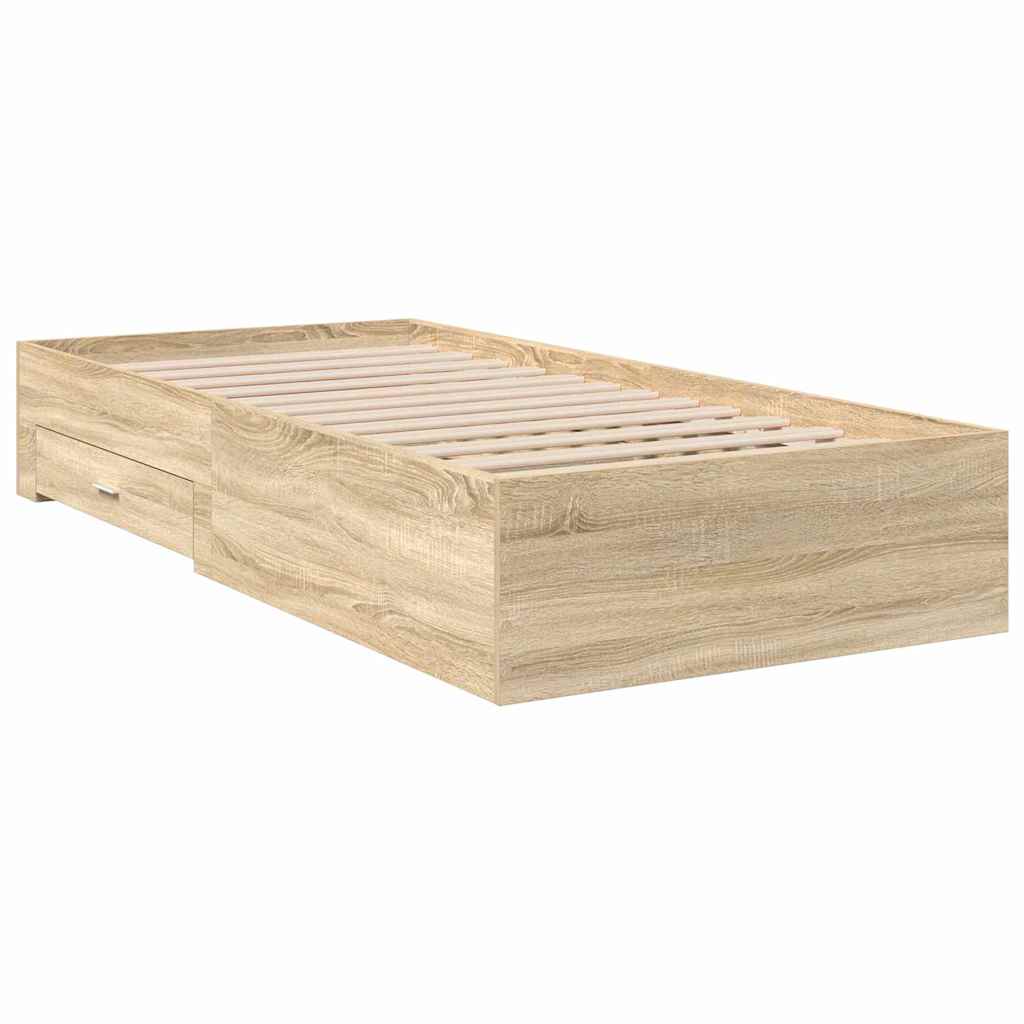 vidaXL Bed Frame with Drawer Brown 90 x 190 cm Engineered Wood