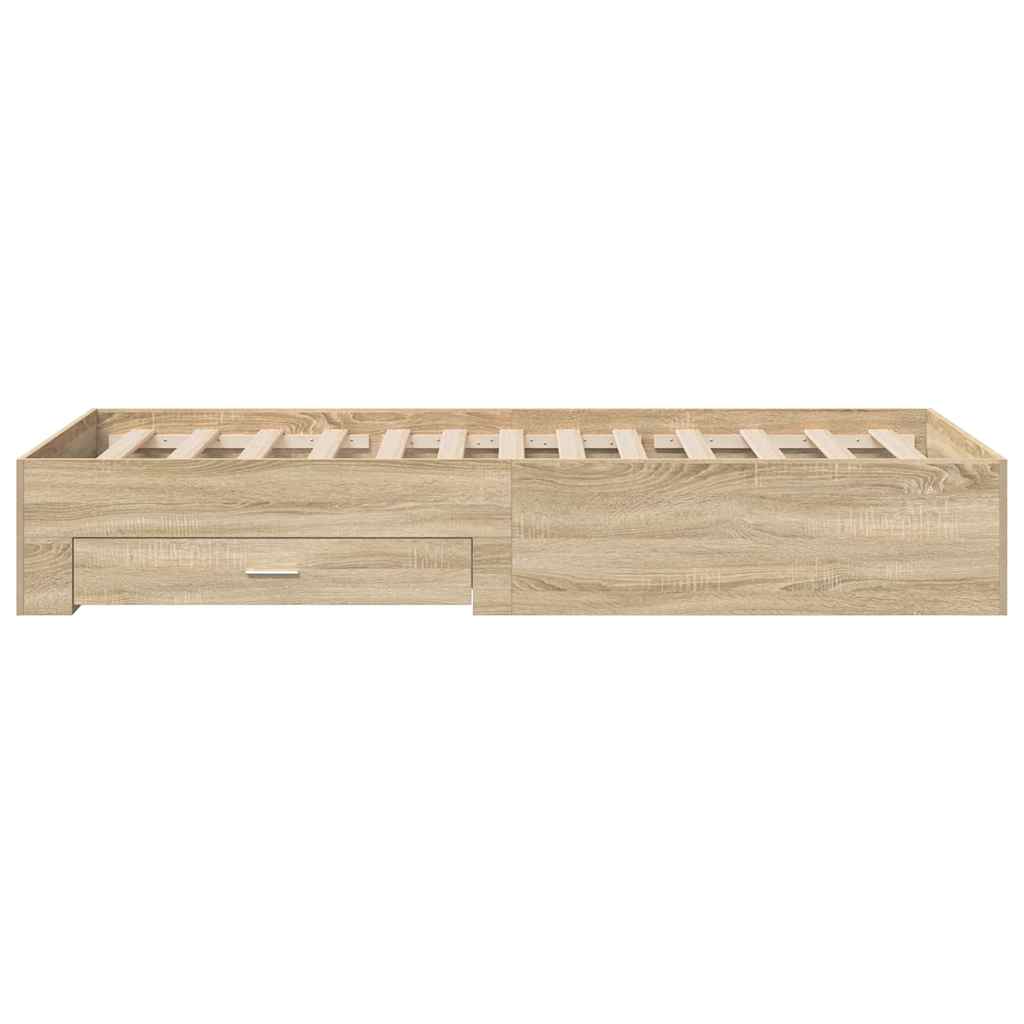 vidaXL Bed Frame with Drawer Brown 90 x 190 cm Engineered Wood